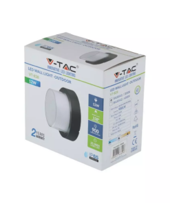 LED αδιάβροχη απλίκα 12W IP65 3000K Θερμό λευκό Μαύρο σώμα στρογγυλή V-TAC – 8541