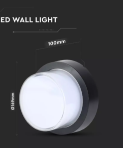 LED αδιάβροχη απλίκα 12W IP65 3000K Θερμό λευκό Μαύρο σώμα στρογγυλή V-TAC – 8541