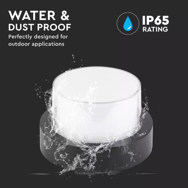 LED αδιάβροχη απλίκα 12W IP65 3000K Θερμό λευκό Μαύρο σώμα στρογγυλή V-TAC – 8541