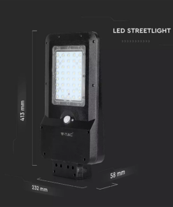 LED ηλιακό φωτιστικό δρόμου 15W Ψυχρό λευκό 6000K Μαύρο σώμα με ανιχνευτή για ιστό & τοίχο V-TAC – 8548