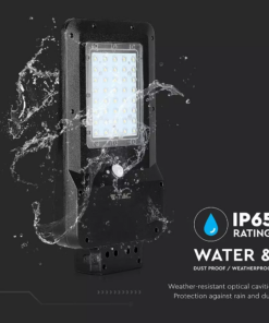 LED ηλιακό φωτιστικό δρόμου 15W Ψυχρό λευκό 6000K Μαύρο σώμα με ανιχνευτή για ιστό & τοίχο V-TAC – 8548