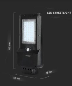 LED ηλιακό φωτιστικό δρόμου 15W Φυσικό λευκό 4000K Μαύρο σώμα με ανιχνευτή για ιστό & τοίχο V-TAC – 8549