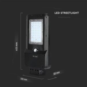 LED ηλιακό φωτιστικό δρόμου 15W Φυσικό λευκό 4000K Μαύρο σώμα με ανιχνευτή για ιστό & τοίχο V-TAC – 8549