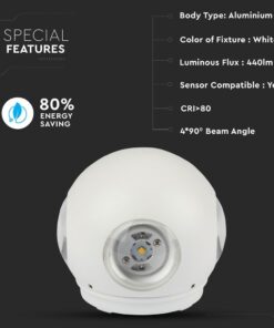 Επιτοίχιο Φωτιστικό LED Λευκό ΙP65 Αλουμίνιο V-TAC 4W 3000K Θερμό – 8551