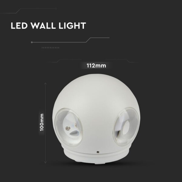 Επιτοίχιο Φωτιστικό LED Λευκό ΙP65 Αλουμίνιο V-TAC 4W 3000K Θερμό – 8551