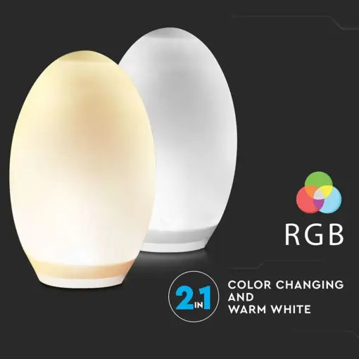 Εξωτερικό φωτιστικό LED μπαταρίας 0.2W RGB+WW αβγό ηλιακό V-TAC – 8557