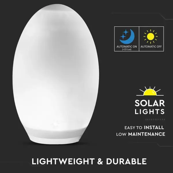 Εξωτερικό φωτιστικό LED μπαταρίας 0.2W RGB+WW αβγό ηλιακό V-TAC – 8557