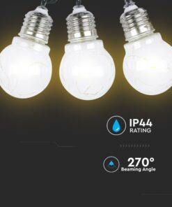 Γιρλάντα Κήπου Led Ηλιακή 10 Λάμπες IP44 3000K Μαύρου Χρώματος V-TAC – 8559