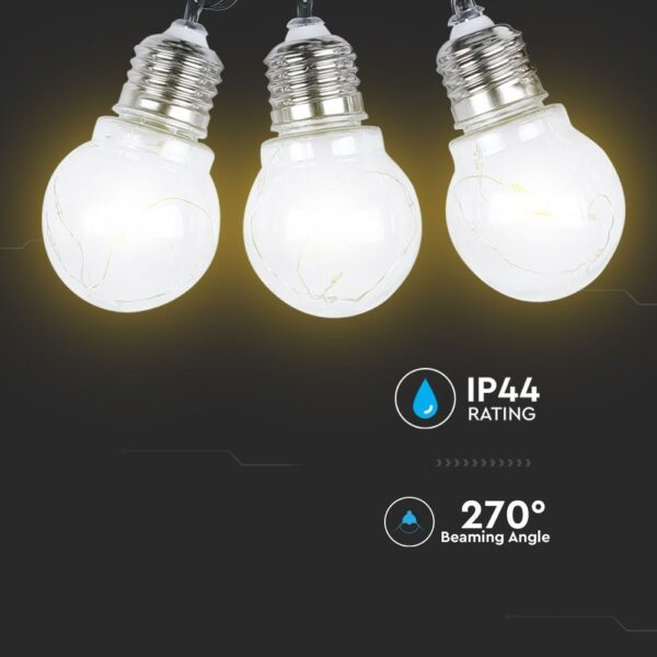 Γιρλάντα Κήπου Led Ηλιακή 10 Λάμπες IP44 3000K Μαύρου Χρώματος V-TAC – 8559