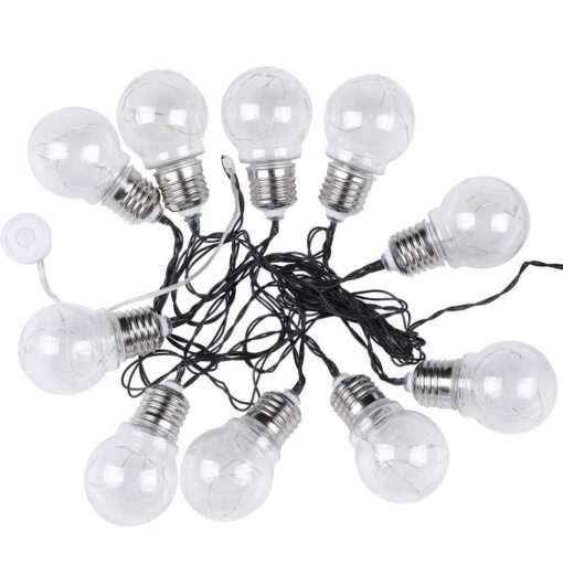 Γιρλάντα Κήπου Led Ηλιακή 10 Λάμπες IP44 3000K Μαύρου Χρώματος V-TAC – 8559