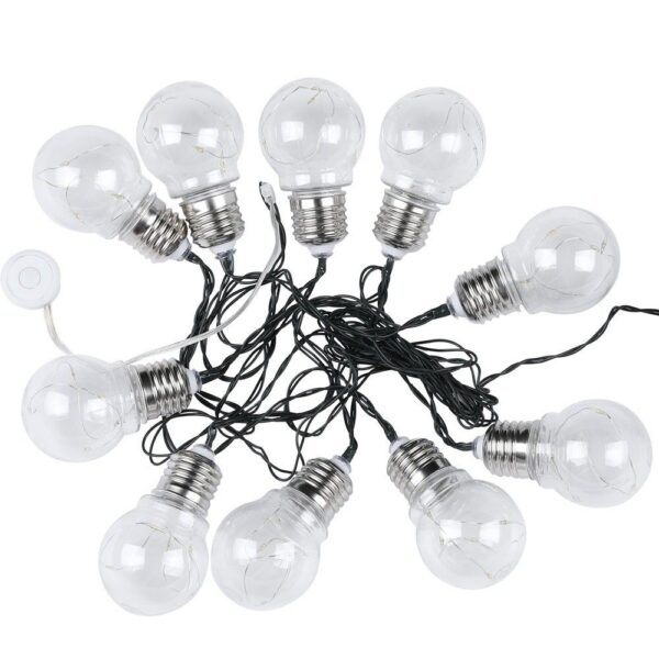 Γιρλάντα Κήπου Led Ηλιακή 10 Λάμπες IP44 3000K Μαύρου Χρώματος V-TAC – 8559