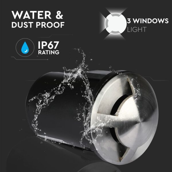 Φωτιστικό 1xMR16 Χωνευτό 3 Δεσμών Αδιάβροχο IP67 Inox V-TAC – 8566