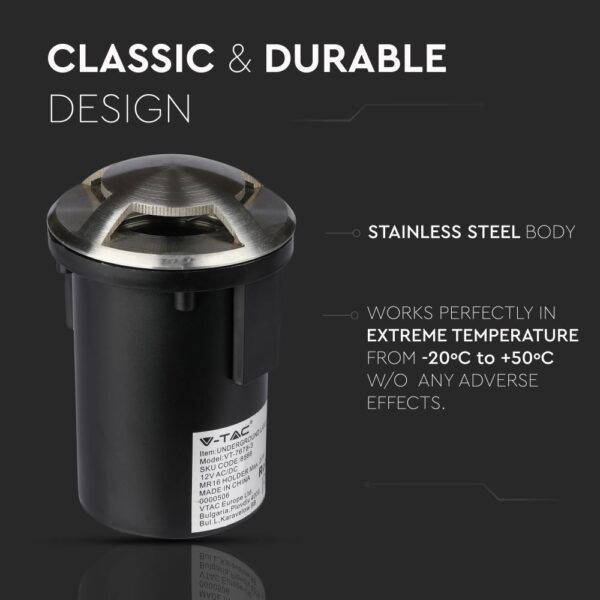 Φωτιστικό 1xMR16 Χωνευτό 3 Δεσμών Αδιάβροχο IP67 Inox V-TAC – 8566