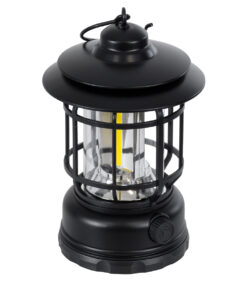 GloboStar® 85692 Αυτόνομο Επαναφορτιζόμενο Φανάρι Camping LED 5W USB 2.0 με Επαναφορτιζόμενη Μπαταρία 1 x 18650 2000mAh Li-ion – IP20 – Dimmable – Μαύρο με Διάφανο Γυαλί – Θερμό Λευκό 3000K Φ12 x Υ17cm