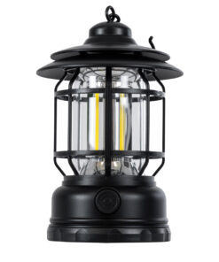 GloboStar® 85692 Αυτόνομο Επαναφορτιζόμενο Φανάρι Camping LED 5W USB 2.0 με Επαναφορτιζόμενη Μπαταρία 1 x 18650 2000mAh Li-ion – IP20 – Dimmable – Μαύρο με Διάφανο Γυαλί – Θερμό Λευκό 3000K Φ12 x Υ17cm