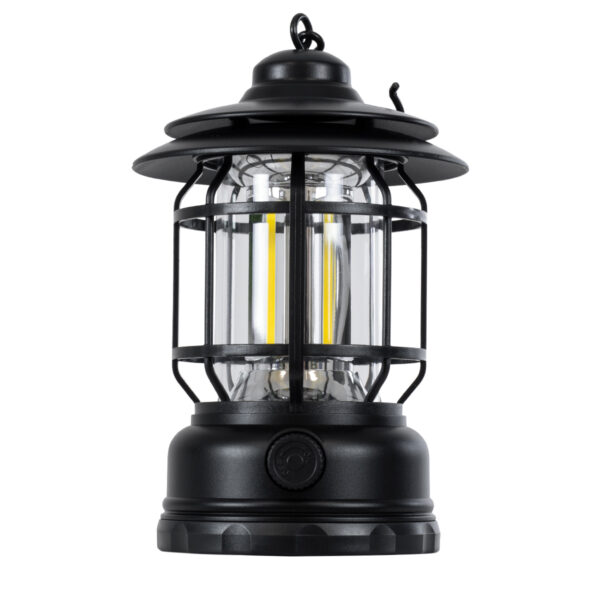 GloboStar® 85692 Αυτόνομο Επαναφορτιζόμενο Φανάρι Camping LED 5W USB 2.0 με Επαναφορτιζόμενη Μπαταρία 1 x 18650 2000mAh Li-ion – IP20 – Dimmable – Μαύρο με Διάφανο Γυαλί – Θερμό Λευκό 3000K Φ12 x Υ17cm