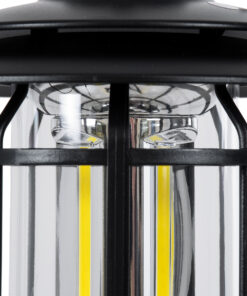 GloboStar® 85692 Αυτόνομο Επαναφορτιζόμενο Φανάρι Camping LED 5W USB 2.0 με Επαναφορτιζόμενη Μπαταρία 1 x 18650 2000mAh Li-ion – IP20 – Dimmable – Μαύρο με Διάφανο Γυαλί – Θερμό Λευκό 3000K Φ12 x Υ17cm