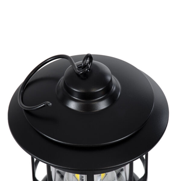 GloboStar® 85692 Αυτόνομο Επαναφορτιζόμενο Φανάρι Camping LED 5W USB 2.0 με Επαναφορτιζόμενη Μπαταρία 1 x 18650 2000mAh Li-ion – IP20 – Dimmable – Μαύρο με Διάφανο Γυαλί – Θερμό Λευκό 3000K Φ12 x Υ17cm