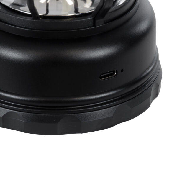 GloboStar® 85692 Αυτόνομο Επαναφορτιζόμενο Φανάρι Camping LED 5W USB 2.0 με Επαναφορτιζόμενη Μπαταρία 1 x 18650 2000mAh Li-ion – IP20 – Dimmable – Μαύρο με Διάφανο Γυαλί – Θερμό Λευκό 3000K Φ12 x Υ17cm