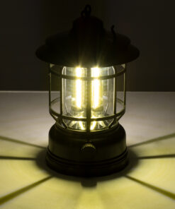 GloboStar® 85692 Αυτόνομο Επαναφορτιζόμενο Φανάρι Camping LED 5W USB 2.0 με Επαναφορτιζόμενη Μπαταρία 1 x 18650 2000mAh Li-ion – IP20 – Dimmable – Μαύρο με Διάφανο Γυαλί – Θερμό Λευκό 3000K Φ12 x Υ17cm