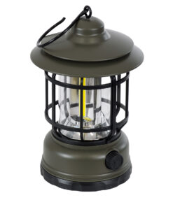 GloboStar® 85693 Αυτόνομο Επαναφορτιζόμενο Φανάρι Camping LED 5W USB 2.0 με Επαναφορτιζόμενη Μπαταρία 1 x 18650 2000mAh Li-ion – IP20 – Dimmable – Πράσινο Χακί με Διάφανο Γυαλί – Θερμό Λευκό 3000K Φ12 x Υ17cm