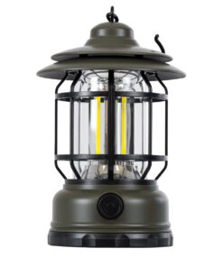 GloboStar® 85693 Αυτόνομο Επαναφορτιζόμενο Φανάρι Camping LED 5W USB 2.0 με Επαναφορτιζόμενη Μπαταρία 1 x 18650 2000mAh Li-ion – IP20 – Dimmable – Πράσινο Χακί με Διάφανο Γυαλί – Θερμό Λευκό 3000K Φ12 x Υ17cm