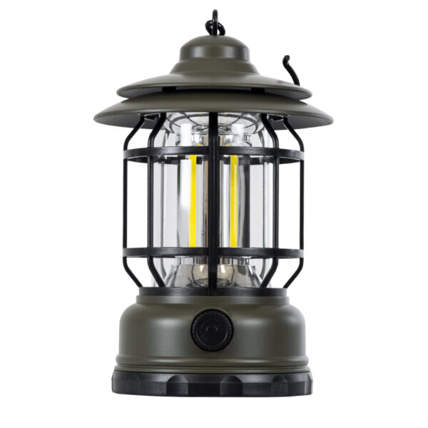 GloboStar® 85693 Αυτόνομο Επαναφορτιζόμενο Φανάρι Camping LED 5W USB 2.0 με Επαναφορτιζόμενη Μπαταρία 1 x 18650 2000mAh Li-ion – IP20 – Dimmable – Πράσινο Χακί με Διάφανο Γυαλί – Θερμό Λευκό 3000K Φ12 x Υ17cm