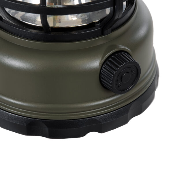 GloboStar® 85693 Αυτόνομο Επαναφορτιζόμενο Φανάρι Camping LED 5W USB 2.0 με Επαναφορτιζόμενη Μπαταρία 1 x 18650 2000mAh Li-ion – IP20 – Dimmable – Πράσινο Χακί με Διάφανο Γυαλί – Θερμό Λευκό 3000K Φ12 x Υ17cm