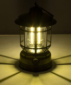 GloboStar® 85693 Αυτόνομο Επαναφορτιζόμενο Φανάρι Camping LED 5W USB 2.0 με Επαναφορτιζόμενη Μπαταρία 1 x 18650 2000mAh Li-ion – IP20 – Dimmable – Πράσινο Χακί με Διάφανο Γυαλί – Θερμό Λευκό 3000K Φ12 x Υ17cm