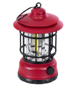 GloboStar® 85694 Αυτόνομο Επαναφορτιζόμενο Φανάρι Camping LED 5W USB 2.0 με Επαναφορτιζόμενη Μπαταρία 1 x 18650 2000mAh Li-ion – IP20 – Dimmable – Κόκκινο με Διάφανο Γυαλί – Θερμό Λευκό 3000K Φ12 x Υ17cm