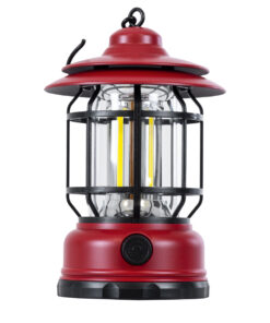 GloboStar® 85694 Αυτόνομο Επαναφορτιζόμενο Φανάρι Camping LED 5W USB 2.0 με Επαναφορτιζόμενη Μπαταρία 1 x 18650 2000mAh Li-ion – IP20 – Dimmable – Κόκκινο με Διάφανο Γυαλί – Θερμό Λευκό 3000K Φ12 x Υ17cm