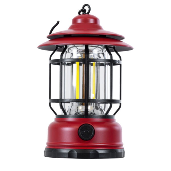 GloboStar® 85694 Αυτόνομο Επαναφορτιζόμενο Φανάρι Camping LED 5W USB 2.0 με Επαναφορτιζόμενη Μπαταρία 1 x 18650 2000mAh Li-ion – IP20 – Dimmable – Κόκκινο με Διάφανο Γυαλί – Θερμό Λευκό 3000K Φ12 x Υ17cm