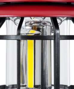 GloboStar® 85694 Αυτόνομο Επαναφορτιζόμενο Φανάρι Camping LED 5W USB 2.0 με Επαναφορτιζόμενη Μπαταρία 1 x 18650 2000mAh Li-ion – IP20 – Dimmable – Κόκκινο με Διάφανο Γυαλί – Θερμό Λευκό 3000K Φ12 x Υ17cm