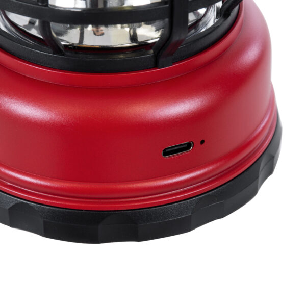 GloboStar® 85694 Αυτόνομο Επαναφορτιζόμενο Φανάρι Camping LED 5W USB 2.0 με Επαναφορτιζόμενη Μπαταρία 1 x 18650 2000mAh Li-ion – IP20 – Dimmable – Κόκκινο με Διάφανο Γυαλί – Θερμό Λευκό 3000K Φ12 x Υ17cm
