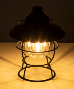 GloboStar® 85695 Αυτόνομο Φανάρι Camping LED 4W USB 2.0 με Επαναφορτιζόμενη Μπαταρία 1 x 18650 2000mAh Li-ion Power Bank IP20 Dimmable Μαύρο με Διάφανο Γυαλί CCT Εναλλαγή Φωτισμού μέσω On/Off All In One Ψυχρό 6000K+Φυσικό 4500K+Θερμό 2700K Φ13.5 x Υ17.5cm