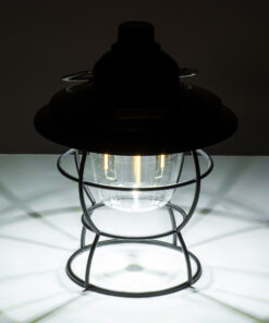 GloboStar® 85695 Αυτόνομο Φανάρι Camping LED 4W USB 2.0 με Επαναφορτιζόμενη Μπαταρία 1 x 18650 2000mAh Li-ion Power Bank IP20 Dimmable Μαύρο με Διάφανο Γυαλί CCT Εναλλαγή Φωτισμού μέσω On/Off All In One Ψυχρό 6000K+Φυσικό 4500K+Θερμό 2700K Φ13.5 x Υ17.5cm