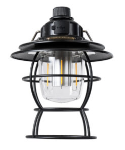 GloboStar® 85695 Αυτόνομο Φανάρι Camping LED 4W USB 2.0 με Επαναφορτιζόμενη Μπαταρία 1 x 18650 2000mAh Li-ion Power Bank IP20 Dimmable Μαύρο με Διάφανο Γυαλί CCT Εναλλαγή Φωτισμού μέσω On/Off All In One Ψυχρό 6000K+Φυσικό 4500K+Θερμό 2700K Φ13.5 x Υ17.5cm