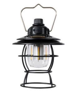 GloboStar® 85695 Αυτόνομο Φανάρι Camping LED 4W USB 2.0 με Επαναφορτιζόμενη Μπαταρία 1 x 18650 2000mAh Li-ion Power Bank IP20 Dimmable Μαύρο με Διάφανο Γυαλί CCT Εναλλαγή Φωτισμού μέσω On/Off All In One Ψυχρό 6000K+Φυσικό 4500K+Θερμό 2700K Φ13.5 x Υ17.5cm