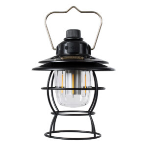 GloboStar® 85695 Αυτόνομο Φανάρι Camping LED 4W USB 2.0 με Επαναφορτιζόμενη Μπαταρία 1 x 18650 2000mAh Li-ion Power Bank IP20 Dimmable Μαύρο με Διάφανο Γυαλί CCT Εναλλαγή Φωτισμού μέσω On/Off All In One Ψυχρό 6000K+Φυσικό 4500K+Θερμό 2700K Φ13.5 x Υ17.5cm