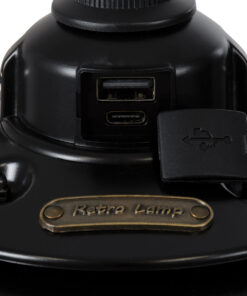 GloboStar® 85695 Αυτόνομο Φανάρι Camping LED 4W USB 2.0 με Επαναφορτιζόμενη Μπαταρία 1 x 18650 2000mAh Li-ion Power Bank IP20 Dimmable Μαύρο με Διάφανο Γυαλί CCT Εναλλαγή Φωτισμού μέσω On/Off All In One Ψυχρό 6000K+Φυσικό 4500K+Θερμό 2700K Φ13.5 x Υ17.5cm