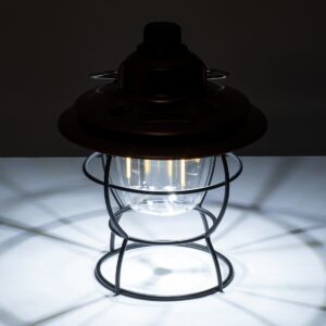 GloboStar® 85697 Αυτόνομο Φανάρι Camping LED 4W USB 2.0 με Επαναφορτιζόμενη Μπαταρία 1 x 18650 2000mAh Li-ion Power Bank IP20 Dimmable Καφέ με Διάφανο Γυαλί CCT Εναλλαγή Φωτισμού μέσω On/Off All In One Ψυχρό 6000K+Φυσικό 4500K+Θερμό 2700K Φ13.5 x Υ17.5cm