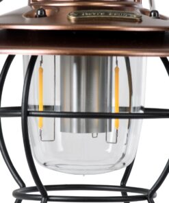 GloboStar® 85697 Αυτόνομο Φανάρι Camping LED 4W USB 2.0 με Επαναφορτιζόμενη Μπαταρία 1 x 18650 2000mAh Li-ion Power Bank IP20 Dimmable Καφέ με Διάφανο Γυαλί CCT Εναλλαγή Φωτισμού μέσω On/Off All In One Ψυχρό 6000K+Φυσικό 4500K+Θερμό 2700K Φ13.5 x Υ17.5cm