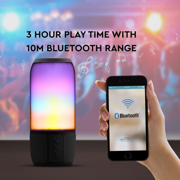 Φορητό Ασύρματο Ηχείο- Φωτιστικό Γραφείου Bluetooth με Μπαταρία και RGB LED Φωτισμό 6W V-TAC Μαύρο- 8570