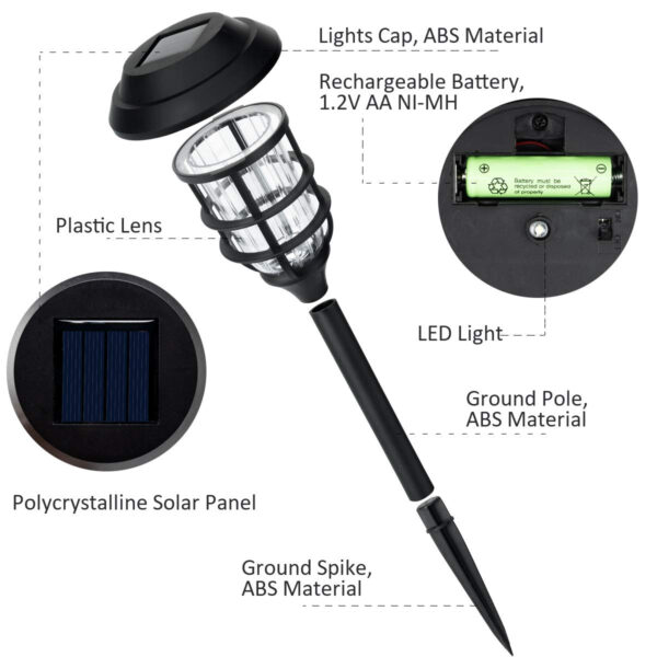 GloboStar® 85704 ΣΕΤ 6 Τεμαχίων Αυτόνομα Ηλιακά Φωτιστικά LED SMD 1W 100lm με Ενσωματωμένη Μπαταρία 250mAh – Φωτοβολταϊκό Πάνελ με Αισθητήρα Ημέρας-Νύχτας Αδιάβροχο IP65 Φανάρι Κήπου Στρογγυλό Θερμό Λευκό 3000K