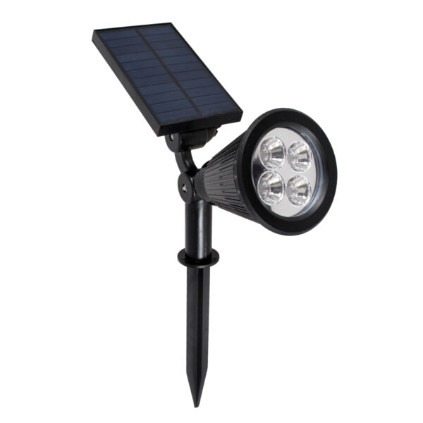 GloboStar® 85709 Μαύρο Προβολάκι Σποτ Κήπου Πλαστικό Καρφωτό LED HIGH POWER 8W 800lm με Ενσωματωμένη Μπαταρία 2200mAh – Φωτοβολταϊκό Πάνελ με Αισθητήρα Ημέρας-Νύχτας Αδιάβροχo IP67 Θερμό Λευκό 3000K
