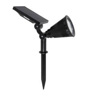 GloboStar® 85709 Μαύρο Προβολάκι Σποτ Κήπου Πλαστικό Καρφωτό LED HIGH POWER 8W 800lm με Ενσωματωμένη Μπαταρία 2200mAh – Φωτοβολταϊκό Πάνελ με Αισθητήρα Ημέρας-Νύχτας Αδιάβροχo IP67 Θερμό Λευκό 3000K