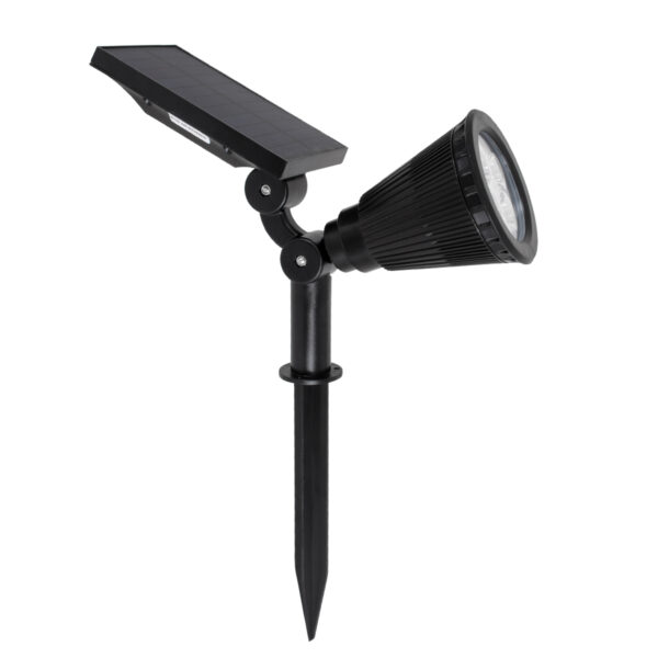 GloboStar® 85709 Μαύρο Προβολάκι Σποτ Κήπου Πλαστικό Καρφωτό LED HIGH POWER 8W 800lm με Ενσωματωμένη Μπαταρία 2200mAh – Φωτοβολταϊκό Πάνελ με Αισθητήρα Ημέρας-Νύχτας Αδιάβροχo IP67 Θερμό Λευκό 3000K