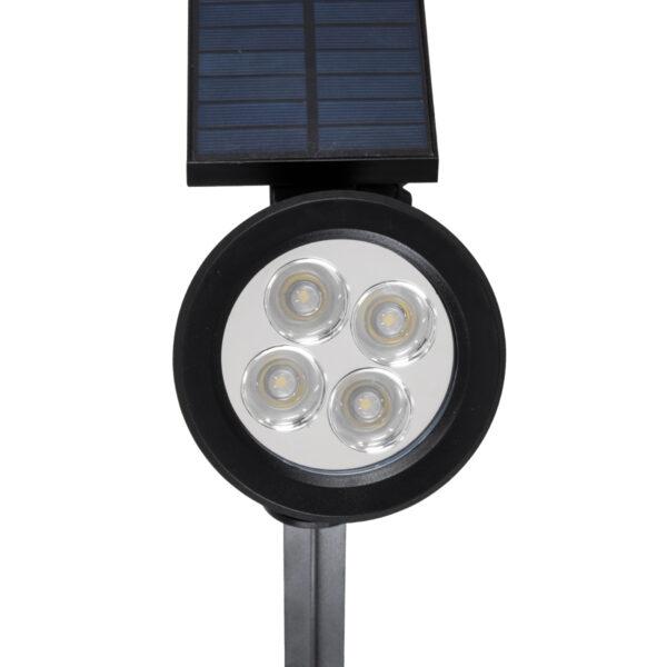 GloboStar® 85709 Μαύρο Προβολάκι Σποτ Κήπου Πλαστικό Καρφωτό LED HIGH POWER 8W 800lm με Ενσωματωμένη Μπαταρία 2200mAh – Φωτοβολταϊκό Πάνελ με Αισθητήρα Ημέρας-Νύχτας Αδιάβροχo IP67 Θερμό Λευκό 3000K