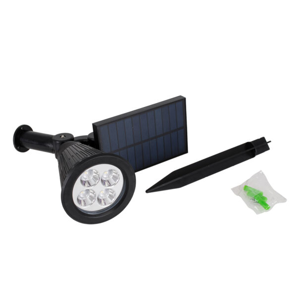 GloboStar® 85709 Μαύρο Προβολάκι Σποτ Κήπου Πλαστικό Καρφωτό LED HIGH POWER 8W 800lm με Ενσωματωμένη Μπαταρία 2200mAh – Φωτοβολταϊκό Πάνελ με Αισθητήρα Ημέρας-Νύχτας Αδιάβροχo IP67 Θερμό Λευκό 3000K