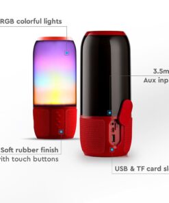 Φορητό Ασύρματο Ηχείο- Φωτιστικό Γραφείου Bluetooth με Μπαταρία και RGB LED Φωτισμό 6W V-TAC Κόκκινο – 8571